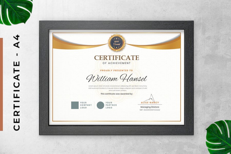 White Elegant Certificate / Diploma Template