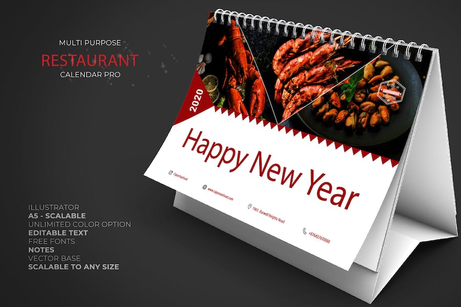 2020 Seafood Restaurant Calendar Pro