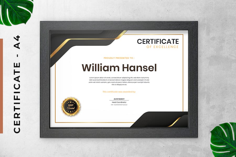 Black Gold Certificate / Diploma Template