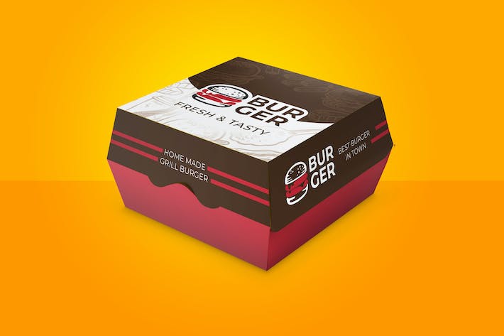 Burger Box Container Carton Design With Dieline