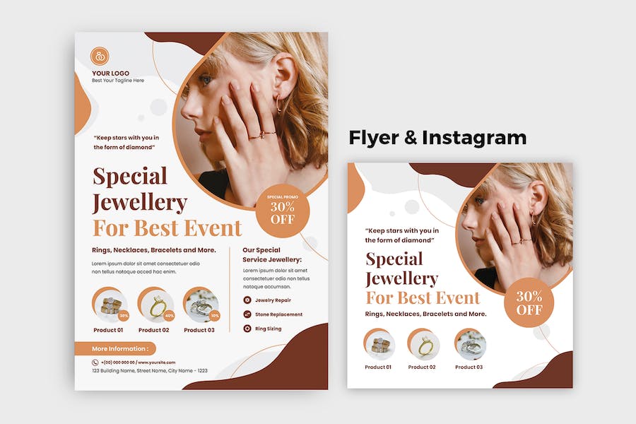 Jewelry Marketing Flyer & Instagram post Templat