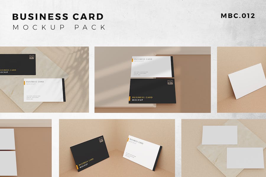 9 Perspective Business Card Mockup Pack 12