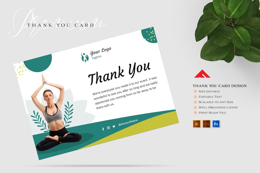 Thank You Card For Yoga Member