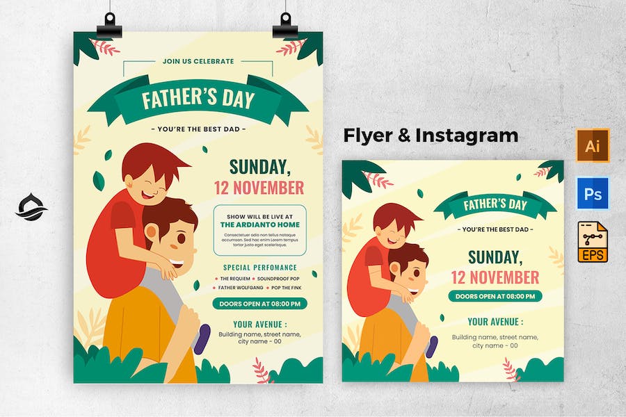 Father day Template Flyer & Instagram post