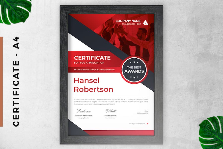 Certificate / Diploma Modern Red & Grey Style