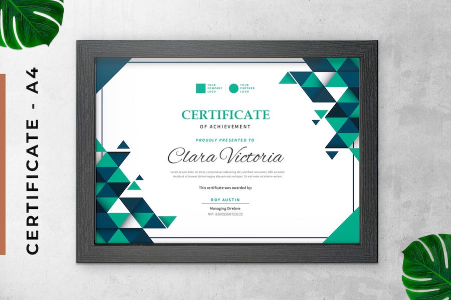 Green Triangle Certificate / Diploma Template