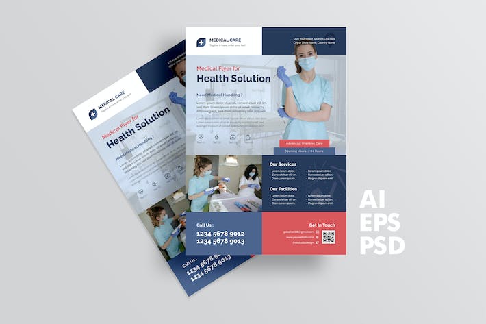 Medical Flyer Design with Blue Color