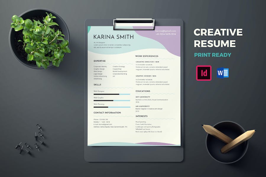 CV Resume template, Creative, Clean & Modern