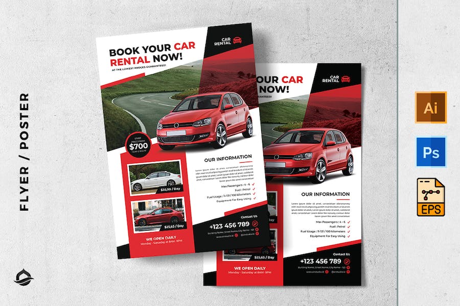 Booking and Rent Services Car Flyer