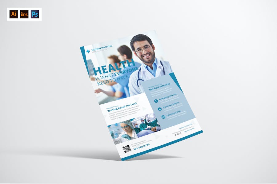 Medical Flyer Design with Blue Color