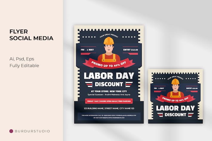 Labor Day Discount Flyer & Instagram Post Template