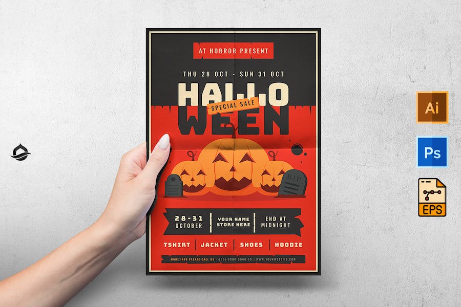 Halloween  Sale promo Flyer Template