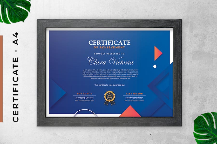Blue Triangle Certificate / Diploma Template