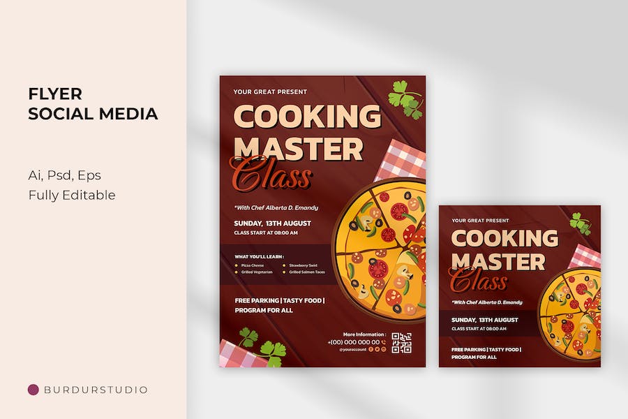 Pizza Cooking Master Class Flyer & Instagram Post