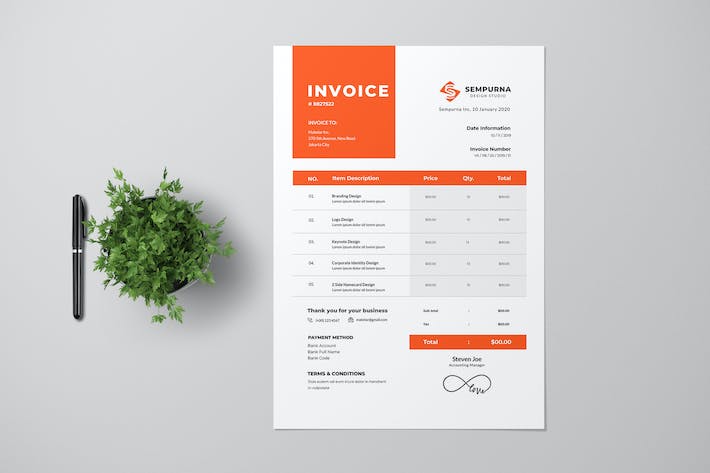 Clean Red Invoice Design