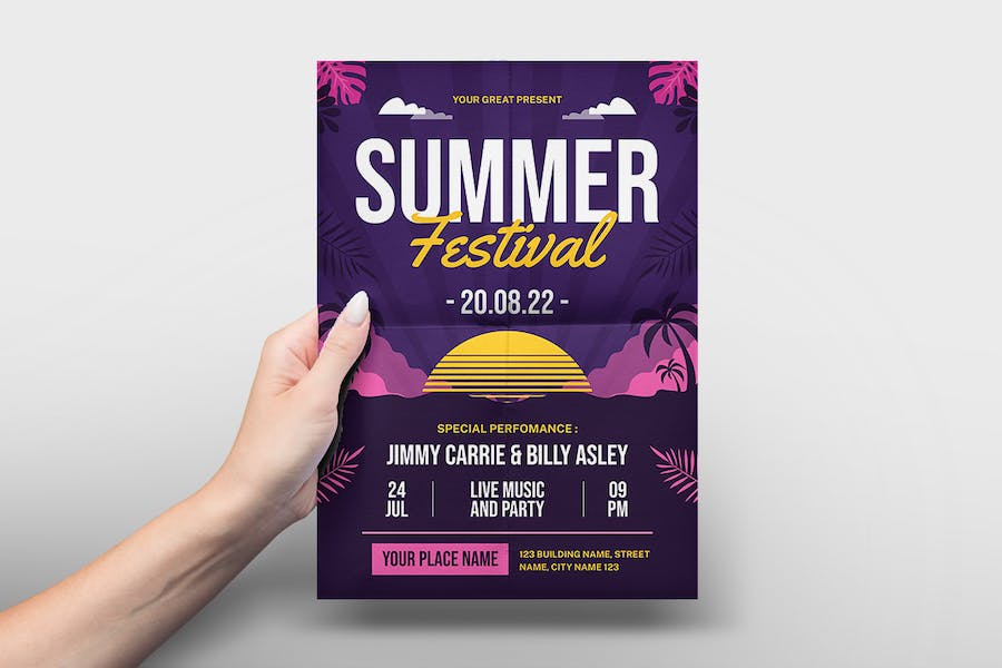 Retro Summer Festival Flyer & Instagram Post