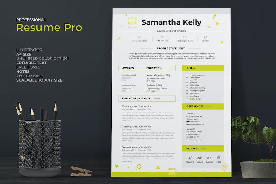 Lime Green Clean CV / Resume Pro