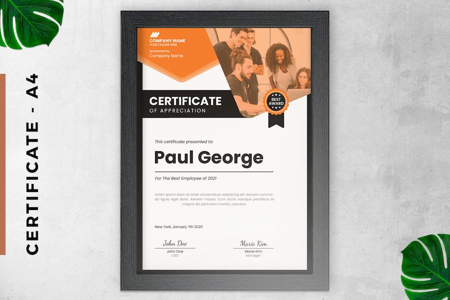 Certificate / Diploma Modern Orange & Black Style