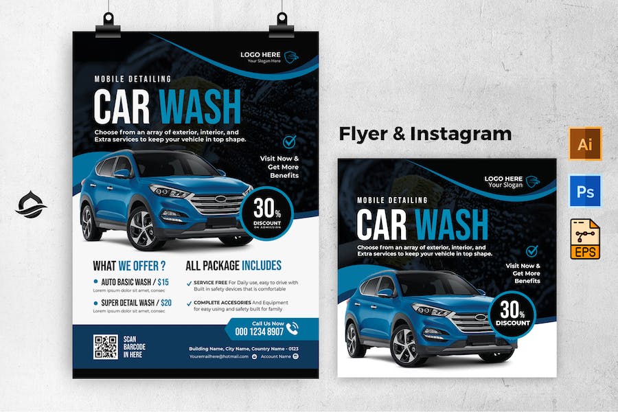 Car Wash Detail Flyer & Instagram Post