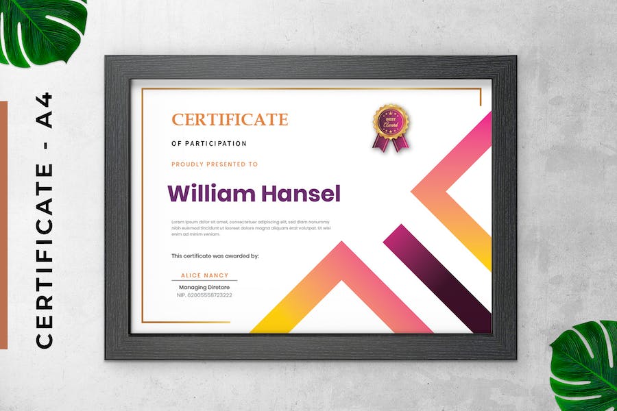 Gradient Triangle Certificate / Diploma Template