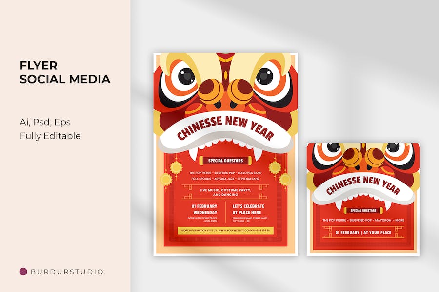 Chinese New Year Party Flyer & Instagram Post