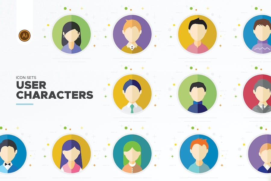 Flat User Character- Vector Icon Set